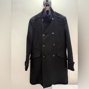 H&M Men Black Pea Coat. Doubled-breasted Coat